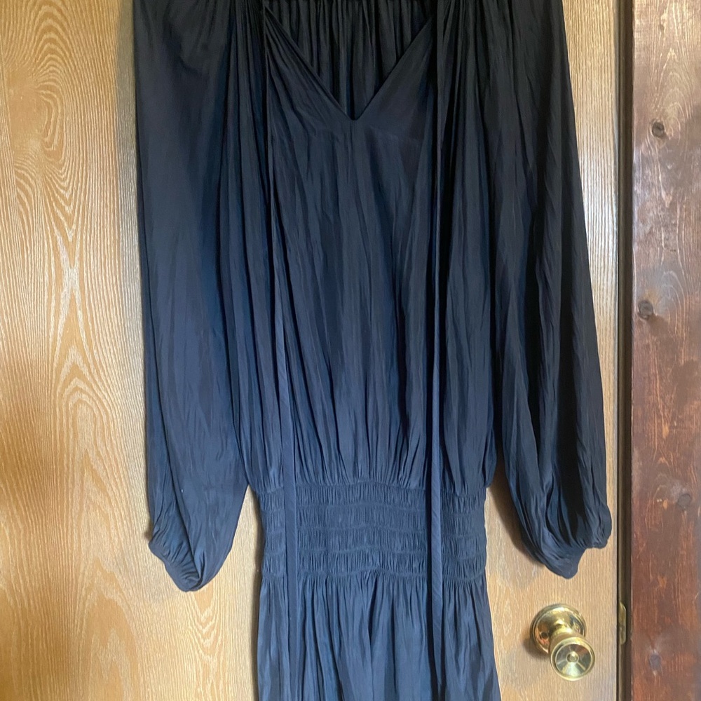 Ramy Brook Blue Sheath Dress with Bishop Sleeves